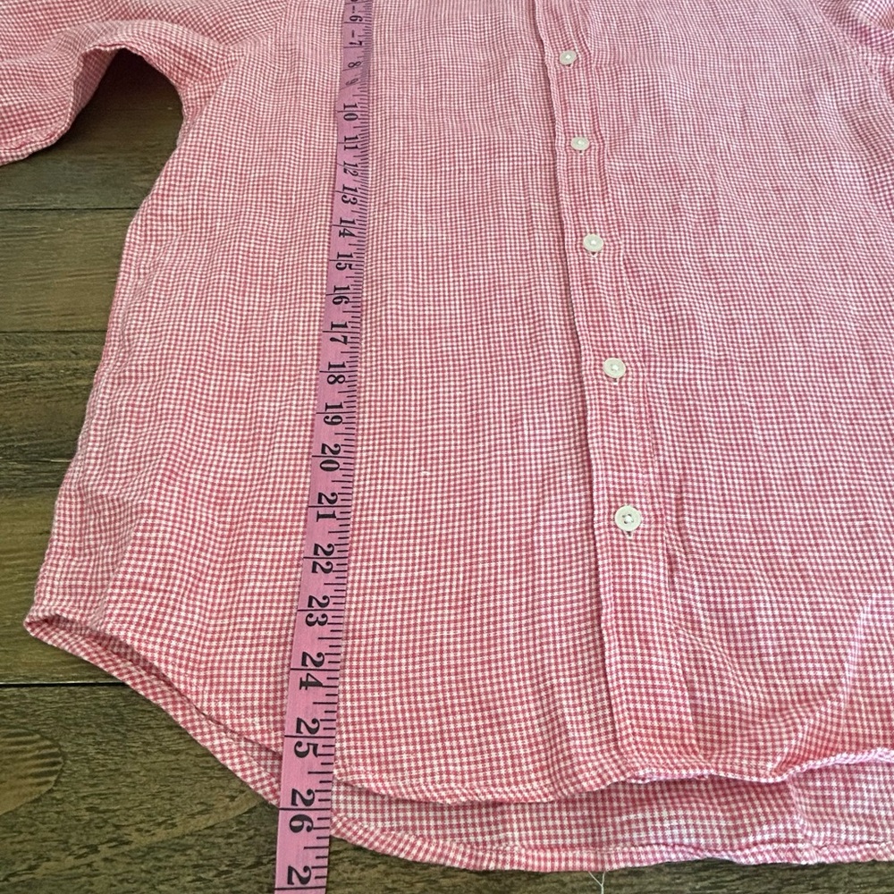 Pendleton Red Plaid Button Down Shirt 100% Linen - image 6